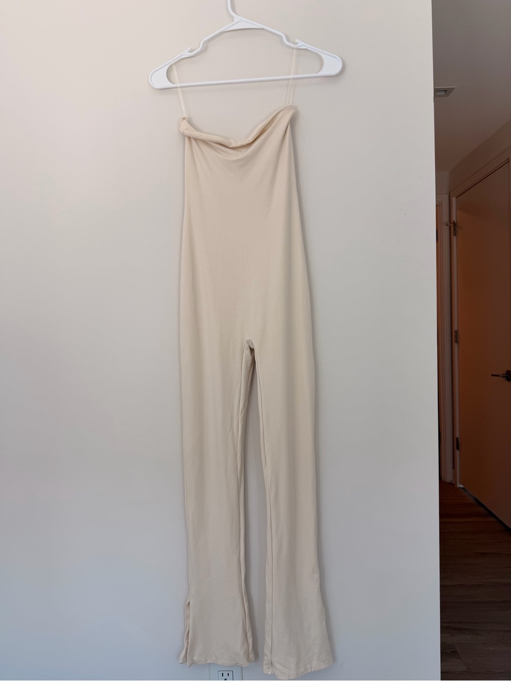 Jamila Strapless Flared Hem Jumpsuit in Ivory - Picture 6 of 8
